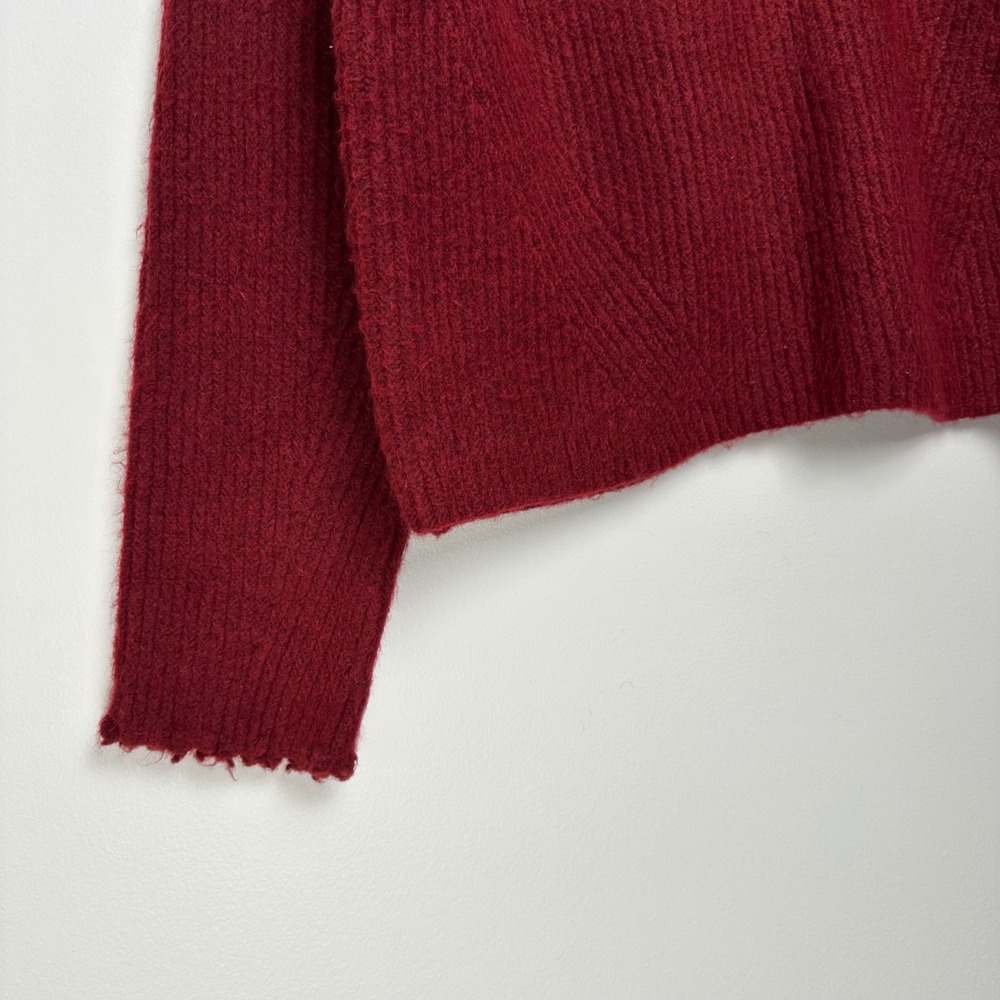 Favorite Daughter The Oma Wool Blend Raw Edge Ribbed Sweater Burgundy XS - Picture 9 of 14